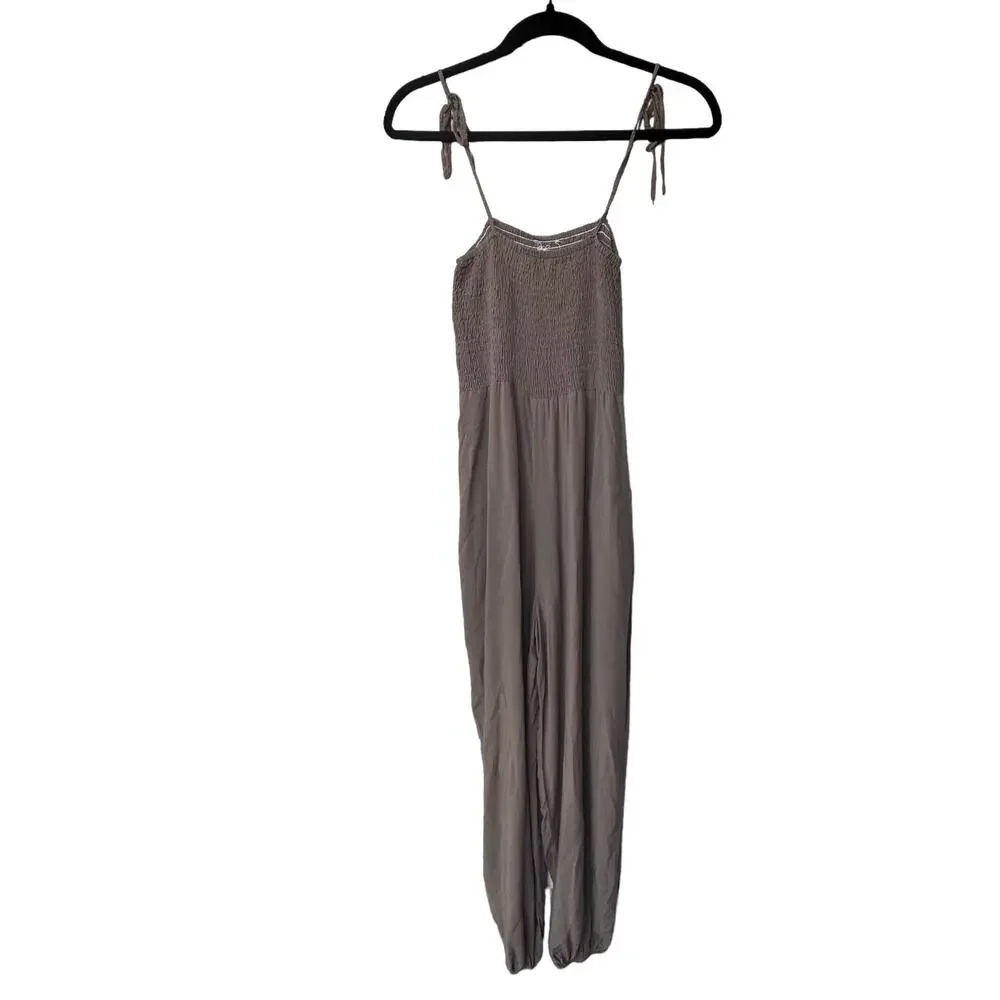 urban outfitters uo smocked tie strap jumpsuit women xsmall xs - Picture 2 of 11